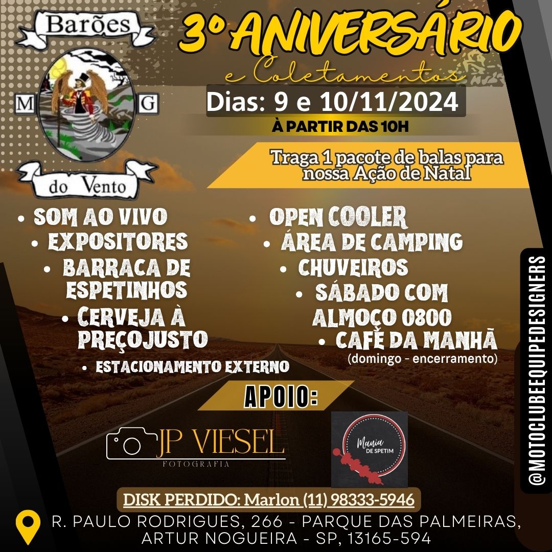 TERCEIRO ANVERSÁRIO BARÕES DO VENTO MC