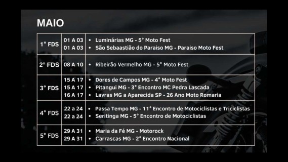 Eventos do mês de Maio de 2026